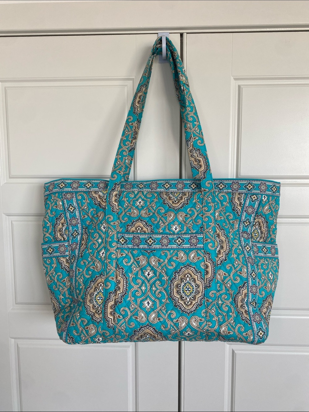 Vera Bradley Large Totally Turq Large Tote Retired 2010 Turquoise Paisley Bag